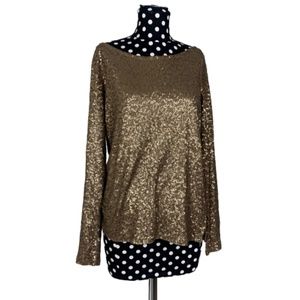 J.Crew All Over Sequin Top Sz Medium Antique Gold